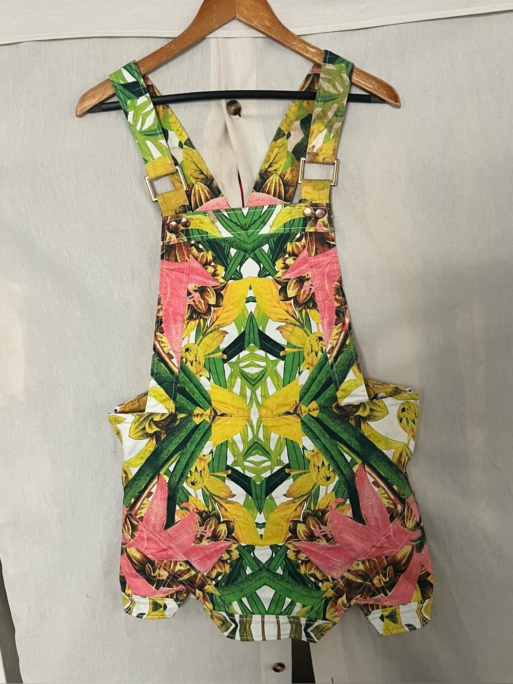 Finders Keepers Tropical Overall Denim Dress